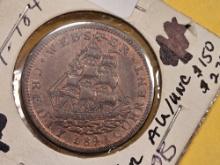 1841 Hard times Token in About Uncirculated Red-Brown
