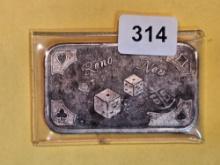 One Troy ounce .999 fine Silver Art Bar