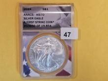 PERFECT! ANACS 2024 American Silver Eagle in Mint State 70