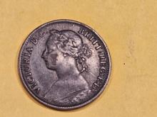 1883 Great Britain farthing in extra Fine