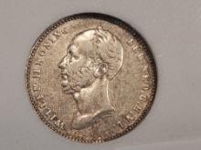 1848 Netherlands 25 cents in Extra Fine