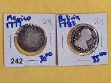 Two Silver Mexico and Bolivia 2 reales