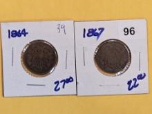 1864 and 1867 Two Cent pieces