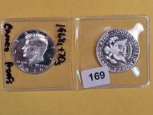 1968-S and 1970-S Silver GEM PROOF CAMEO Kennedy half Dollars