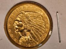 GOLD! Brilliant About Uncirculated 1913 Indian Gold $25 Dollars