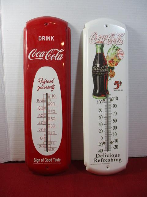 Pair of Coca-Cola Advertising Thermometers-A