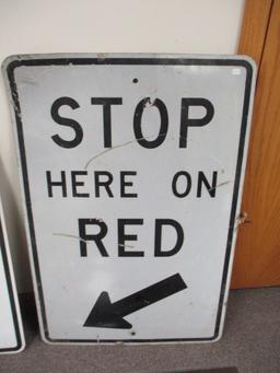 Stop Here on red Reflective Metal Sign