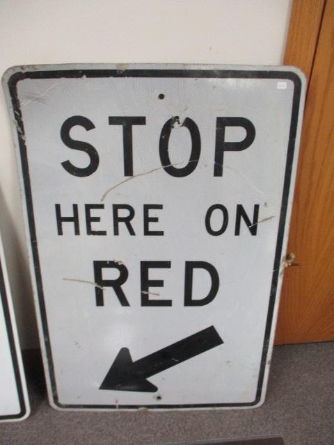 Stop Here on red Reflective Metal Sign