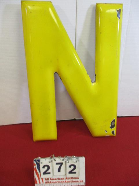 24" Porcelain Yellow "N" Sign