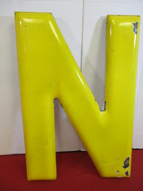 24" Porcelain Yellow "N" Sign