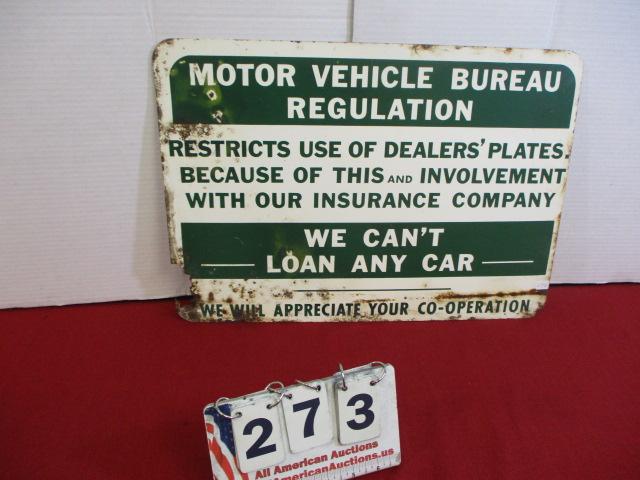 Motor Vehicle Bureau Advertising Sign