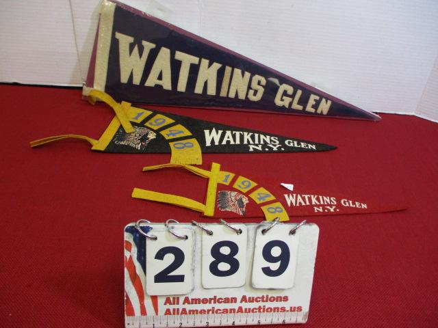 Watkins's Glenn New York 1948 Pennants w/ Native American Graphics