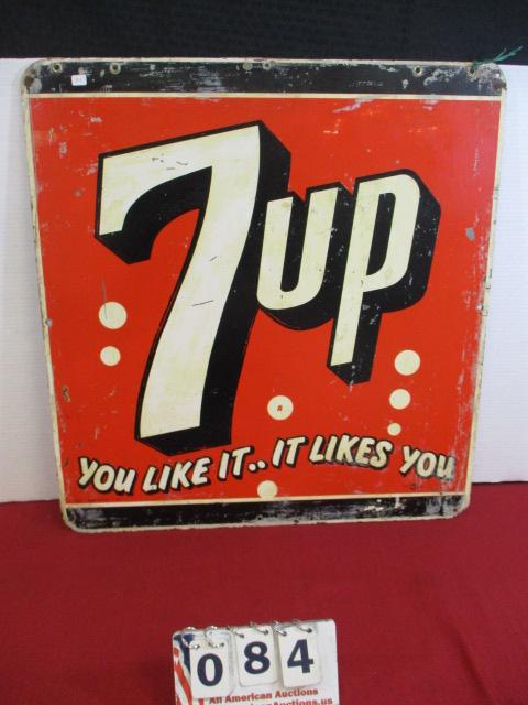 7-UP 2-Sided Metal Advertising Sign