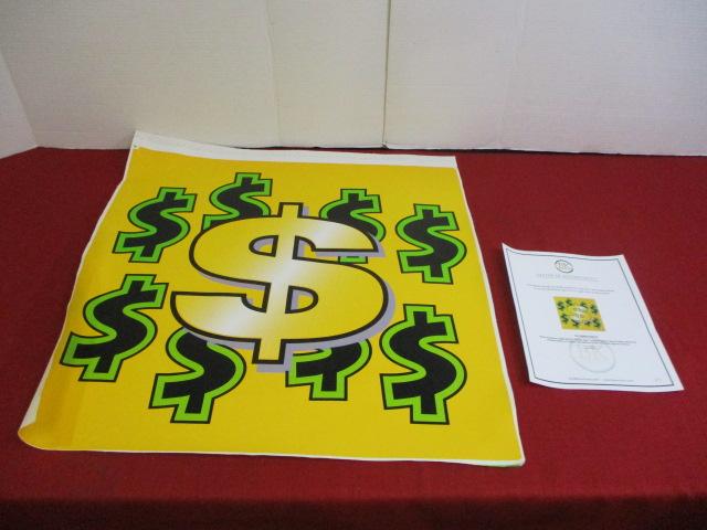 "Dollar Sign" Hand Pulled Silk Screen by Steve Kaufman Numbered Silk Screen