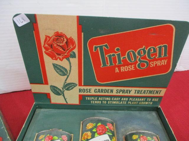 Tri-ogn Rose Spray NOS Counter Display w/ 3 Original Tins