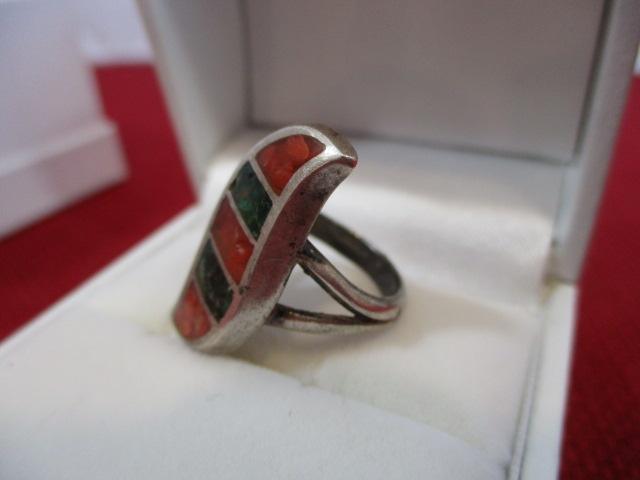 Sterling Silver with Turquoise/Coral Estate Ring