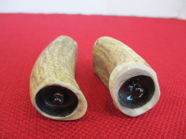 Hand Carved Antler L.E.D. Flashlights-Pair in Good Working Order!