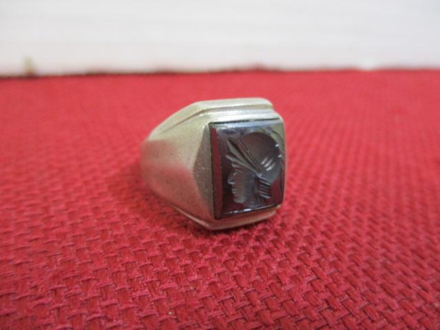 Sterling Silver Ladies' Estate Ring-Roman Soldier on Onyx