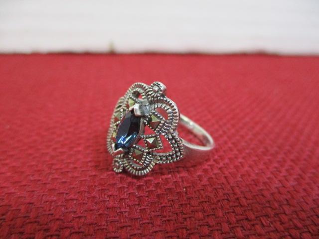 Sterling Silver Ladies' Estate Ring-Blue Sapphire