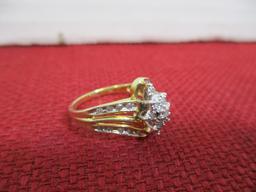 Sterling Silver Ladies' Estate Ring-Diamond w/ Gold Plating