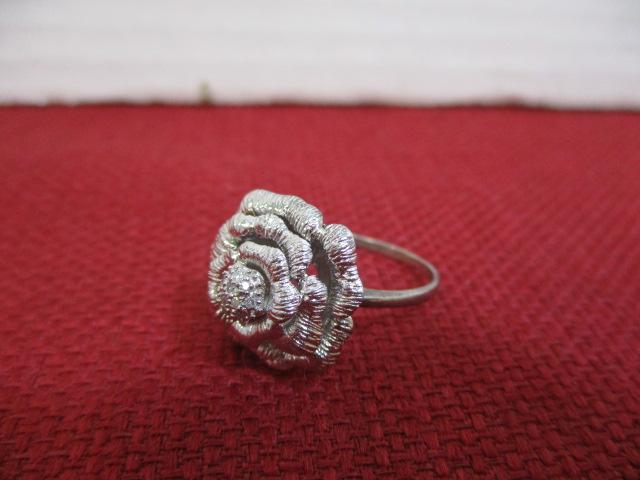 Sterling Silver Ladies' Estate Ring-3D Artisan Flower