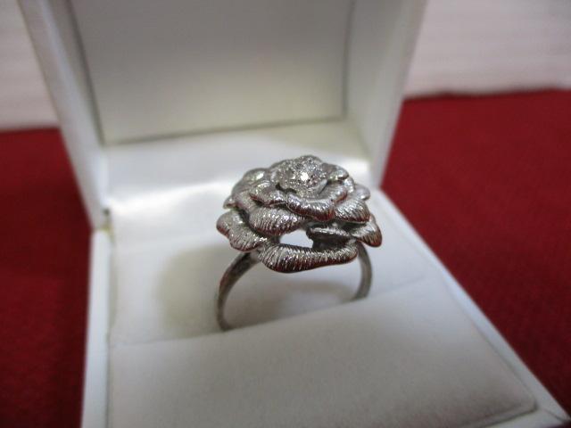 Sterling Silver Ladies' Estate Ring-3D Artisan Flower