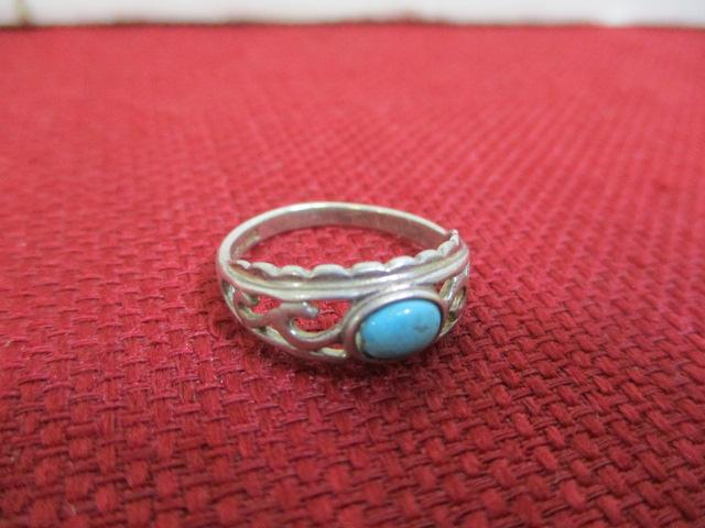 Sterling Silver Ladies' Estate Ring-Turquoise
