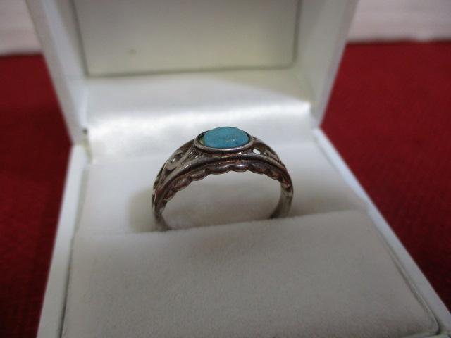Sterling Silver Ladies' Estate Ring-Turquoise