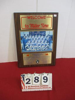 1982 Milwaukee Brewers Miller High Life Team Plaque