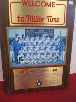 1982 Milwaukee Brewers Miller High Life Team Plaque