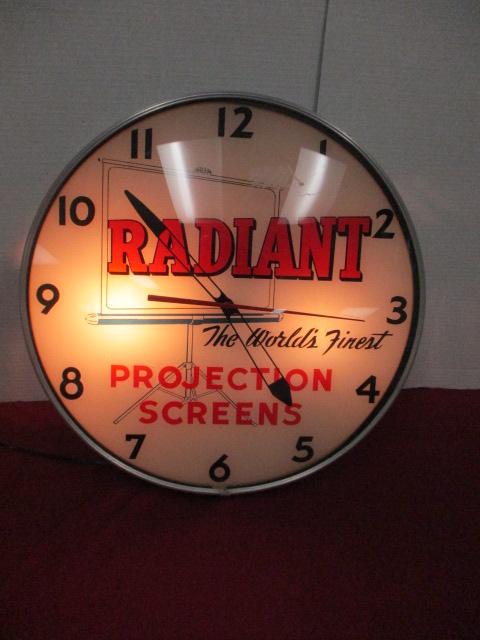Glass Faced Metal Can RADIANT Lightup Advertising Clock