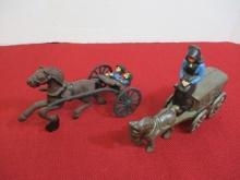 Cast Iron Horse & Buggy-Lot of 2
