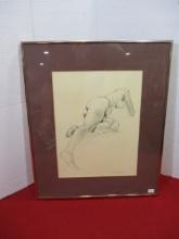Artist Signed Nude Drawing Framed Piece