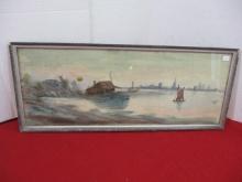 Artist Signed Waterscape by Leon