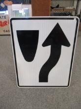Right of Median Directional Reflective Metal Sign
