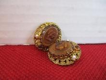 Victorian Cameo Clip Earrings