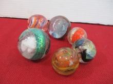 Hand Blown Artisan Made Glass Marbles-Lot of 6