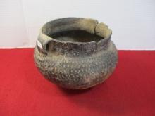 Pre-Columbian Anasazi Corrugated Pottery Jar with Handles
