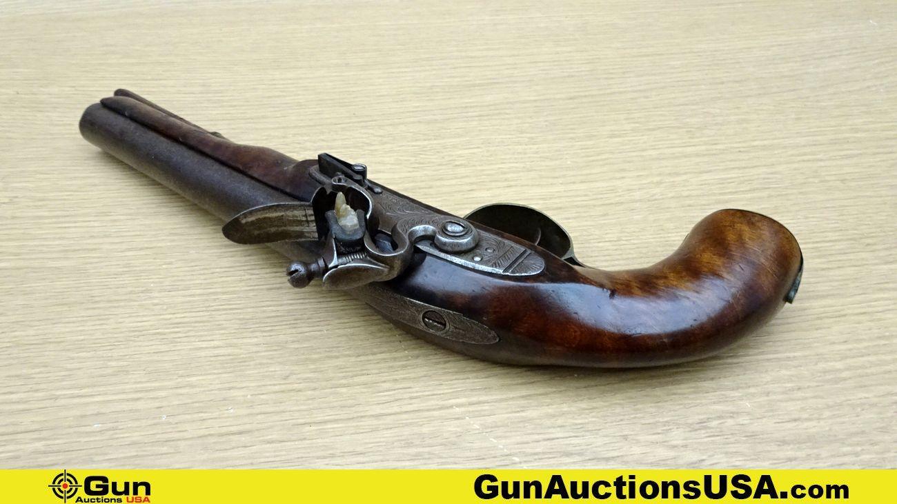 Hopkins COLLECTOR'S Pistol. Very Good. 8" Barrel. Flint Lock Original Antique Flintlock Pistol, Poss