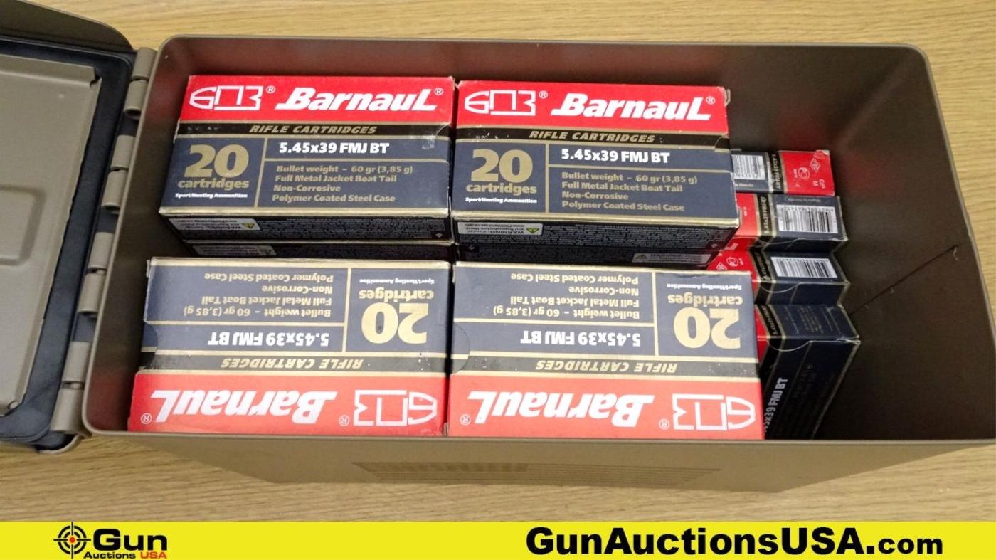Barnaul 5.45x39 Ammo. 640 Rds. of 60 Gr FMJ BT. Includes a Tan Metal Ammo Can. . (70166)
