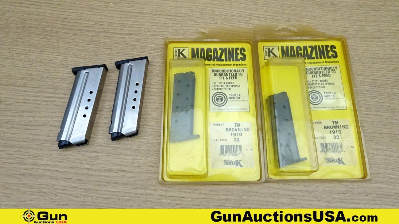 Browning, Remington, Triple K .32 ACP, 9MM Magazines. Excellent. Lot of 4; 2- Remington R51 9MM Stai