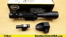 Pinty EG Scope, Laser Sight, & Optic.. Like New. 3 Piece Sight Combo Includes Original Box & Papers;