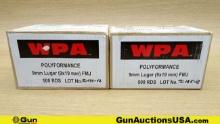 WPA 9mm Ammo. 1000 Rds 9mm 115 Grain FMJ.. (71129) (GSCV63)