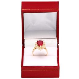 14k Yellow Gold 3.59ct Ruby 0.79ct Diamond Ring