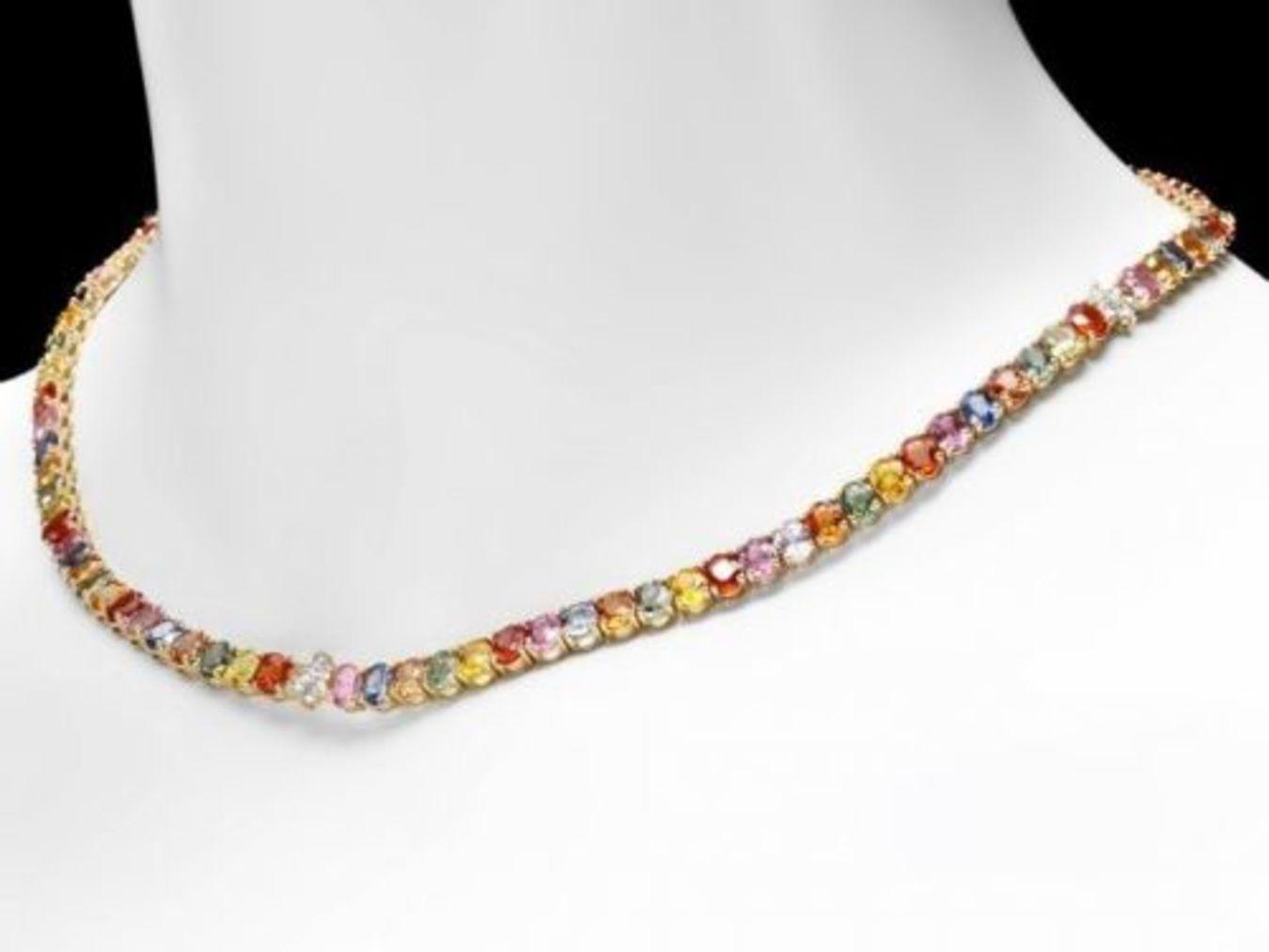 14K Yellow Gold 54.74ct Sapphire and 0.65ct Diamond Necklace