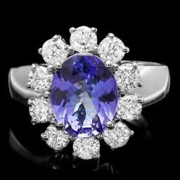 14K White Gold 2.07ct Tanzanite and 1.19ct Diamond Ring