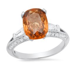 14K White Gold Setting with 4.94ct Natural Zircon and 0.64ct Diamond Ladies Ring