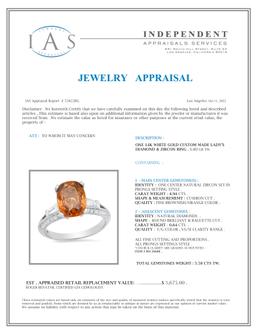 14K White Gold Setting with 4.94ct Natural Zircon and 0.64ct Diamond Ladies Ring