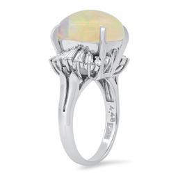 Platinum Setting with 4.48ct Opal and 0.61ct Diamond Ladies Ring