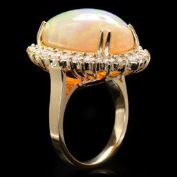 14K Yellow Gold 13.62ct Opal and 1.17ct Diamond Ring